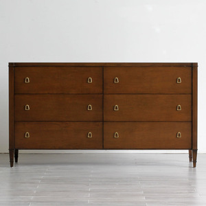 收纳柜复古手绘玄关柜胡桃棕色餐边柜子南北之家高档家具批发2100