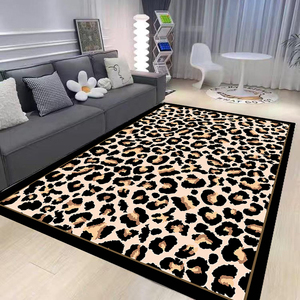 轻奢美式客厅地毯豹纹动物纹仿兽皮潮牌个性创意服装店卧室书房毯