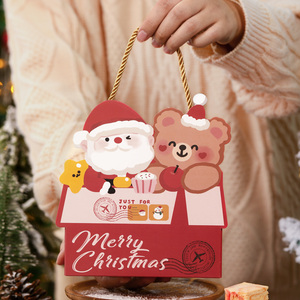 圣诞节立体包装盒老人道具配饰礼物袋雪人花环小礼品袋场景装饰品