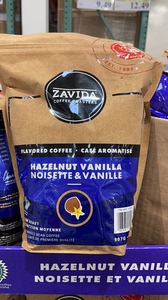 日期24.11现货加拿大Zavida香草奶油榛子味咖啡豆907g中度烘焙
