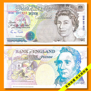 英国纸币 5英镑 全新unc e序列 g.m.gill pick382a 女王钞 英格兰