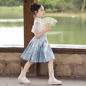 女童中国风短款马面裙套装夏季改良汉服古装童装儿童古风唐装薄款