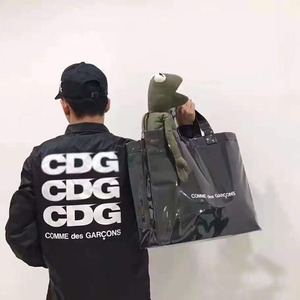 川久保玲CDG黑色牛皮纸PVC购物袋 Comme des Garcons手提包中性包