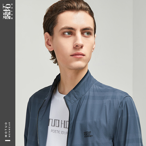 墨拓motuo春季男夹克 商场同款立领双面穿四面弹抗皱隐格夹克外套