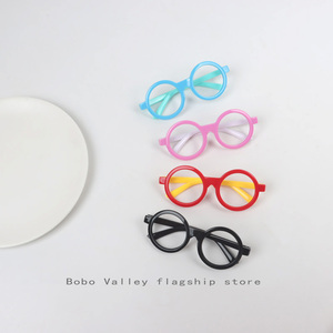 儿童眼镜框宝宝凹造型圆框撞色眼镜架小孩0-6岁黑框无镜片眼镜潮