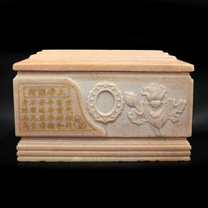 【】厂家自产大理石骨灰盒|芙蓉红荷园净土寿盒|玉石寿盒棺材