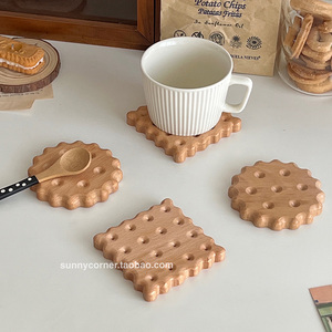 创意饼干实木杯垫日式木质隔热垫香薰蜡烛垫ins风咖啡杯水杯垫子