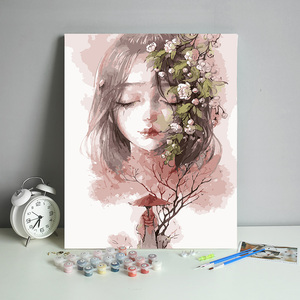 数字油画diy填充古风少女中国风解闷手工画画人物填色手绘油彩画