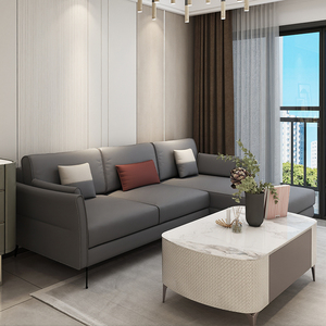 皮阿诺简约现代l型客厅真皮沙发茶几组合小户型餐桌椅真皮床床垫