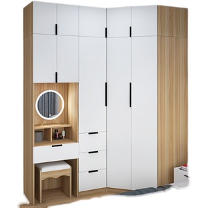 钻石转角衣柜带梳妆台一体小户型家用卧室书桌组合6l型拐角衣橱