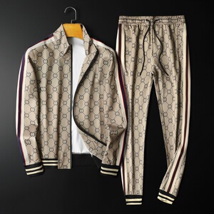 lv kingly男装2021秋冬款潮流装男长袖套装韩版休闲运动印花套装