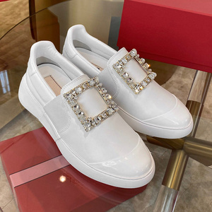 rv水钻方扣乐福鞋小白鞋一脚蹬rv女鞋vivier平底单鞋休闲运动鞋