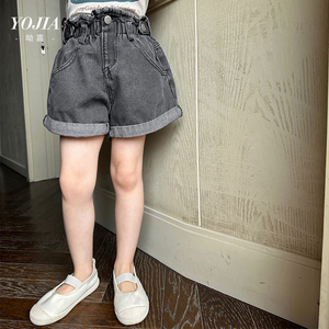 YOJIA女童牛仔短裤夏季2024新款韩版宽松大童休闲裤儿童夏装裤子