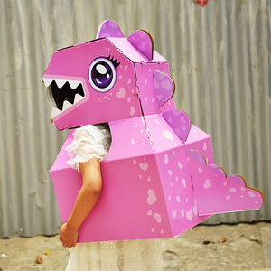 可穿戴恐龙纸箱玩具幼儿园儿童diy手工制作纸盒壳霸王龙衣服模型