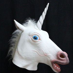 独角兽头套全脸万圣节舞台演出马头动物仿真抖音沙雕搞笑道具面具