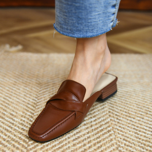 英伦风法式复古鞋女穆勒拖鞋2021夏新款半拖凉拖鞋女夏季外穿新款