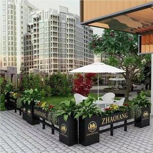 铁艺围栏花箱长方形花坛咖啡厅餐厅户外花架奶茶店隔断外摆花槽