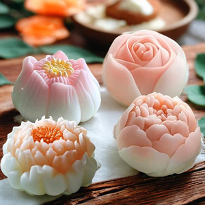 国风芙蓉花慕斯硅胶模具DIY扩香石蜡烛奥斯汀玫瑰和菓子糕点磨具