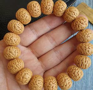 脑纹桃核手串水晶皮16mm矮桩蚂蚁纹柳叶脐文玩桃核桃磨盘桃核手链