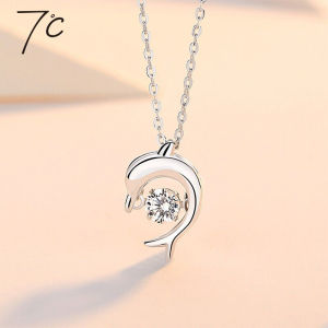 七度银饰银项链女跳动的心时尚简约锁骨链海豚银吊坠节日生日情人