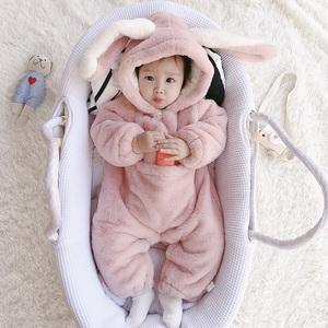 网红婴儿服可爱超萌秋冬连体衣6加绒加厚9三个月宝宝冬装套装哈衣