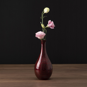 平安社 邱亨铭 赤宝砂大漆花瓶 福州传统手工漆器 中式摆件 装饰