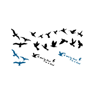 小海鸥飞鸟纹身贴防水女黑色简约英文小鸟仿真刺青手臂锁骨文身贴