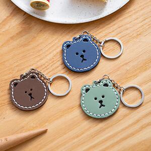 手工材料钥匙扣蠢小鱼可爱小熊diy真牛皮书包挂件挂饰缝包自制作