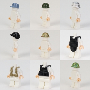 乐高MOC第三方军事人仔二战积木配件帽子背心特警特种兵头盔