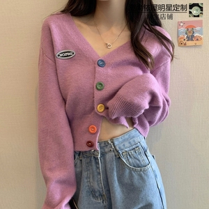 2021年新款针织衫兔子牙同款衣服女韩版潮宽松毛衣开衫外套上衣