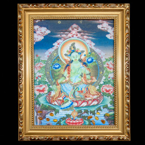 【何仙儿甄选】zb05837 琥珀画-绿度母,"总尺寸 24.9*20cm