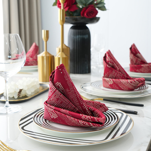 法式轻奢西餐餐厅维萨餐巾布高级感方巾口布酒店专用红色折花席巾