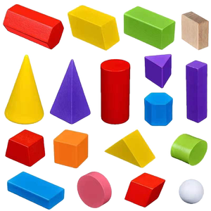木质彩色正方体特殊长方体四棱锥三棱柱圆柱圆锥球体菱形一二年级积木