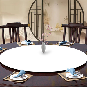 定制酒店大圆桌转盘保护罩餐厅纯色玻璃转盘套宴会桌布加厚弹力套