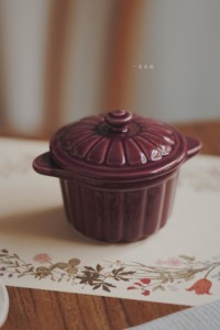 日式复古风可爱双耳带盖一人食陶瓷布丁舒芙蕾甜品蒸蛋烤碗 烘焙