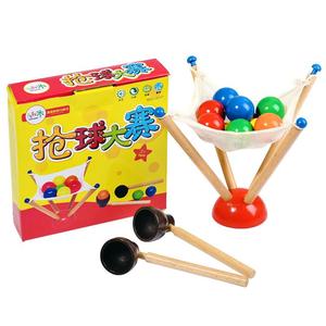 抢球大赛亲子互动游戏蒙氏启蒙早教幼儿童益智力桌面平衡木质玩具