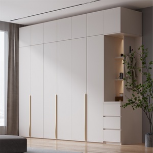 意式轻奢平开门衣柜 卧室家用简约现代免漆板组合带梳妆台大衣橱