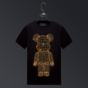 梵希尔纪梵希尔纪男装联名冰丝短袖t恤男士2022夏季烫钻小熊半袖