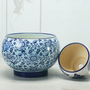 中国风青花瓷花盆家用陶瓷新中式客厅高级感创意圆形蝴蝶兰专用盆
