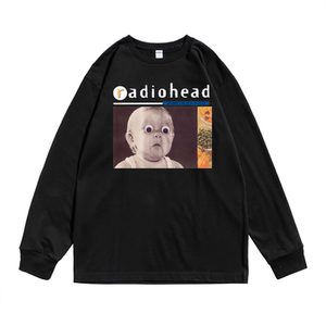 电台司令radiohead 哭泣的小熊趣味印花长袖t恤纯棉宽松男女同款