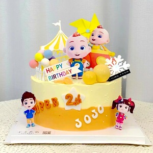 网红超级宝贝jojo蛋糕装饰卡通儿童宝宝巴士百天满月生日插件装扮