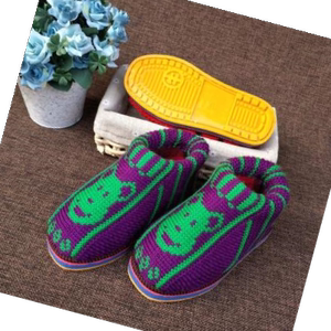 00胜华生活百货店淘宝棉靴针织打手工图案婚嫁棉鞋钩毛线拖鞋家居