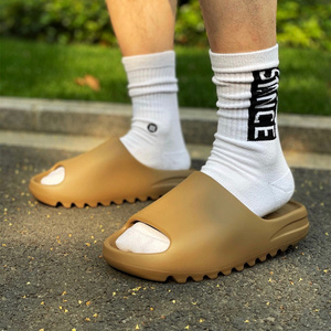 正品椰子slide拖鞋外穿踩屎感yeezy莆田侃爷男女款厚底篮球拖