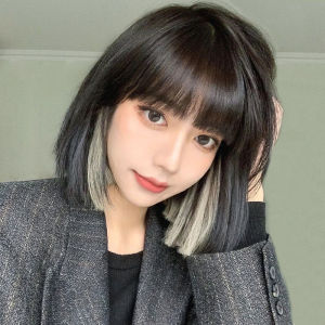 假发女中长发自然挂耳挑染网红修脸可爱空气刘海齐肩短发锁骨发诗洛