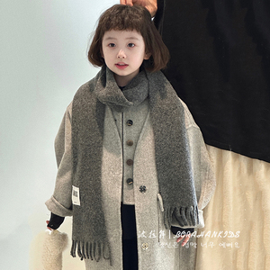 韩国童装女童双面羊绒呢子大衣马甲两件2023冬装儿童羊毛呢外套