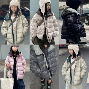 波拉韩国童装女童连帽羽绒服2023冬季儿童保暖夹克外套男童上衣