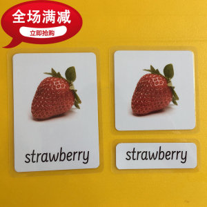 英语启蒙蒙氏教学语言区三段卡片水果单词闪卡抽认卡小组课堂教具