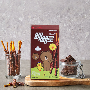 韩国乐天lotte派派乐脆米巧克力果仁注心饼干棒休闲网红零食小吃