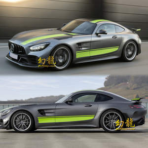 奔驰amg车身拉花gtr绿膜g级a级c级a45c63机盖侧裙门边装饰车贴纸
