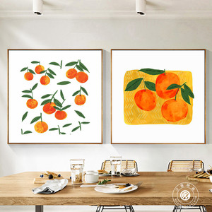 日式橙色橙子橘子客厅装饰画芯少女餐厅卧室玄关摆台民宿挂画壁画